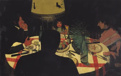 Cena a la luz de la lámpara, 1899
